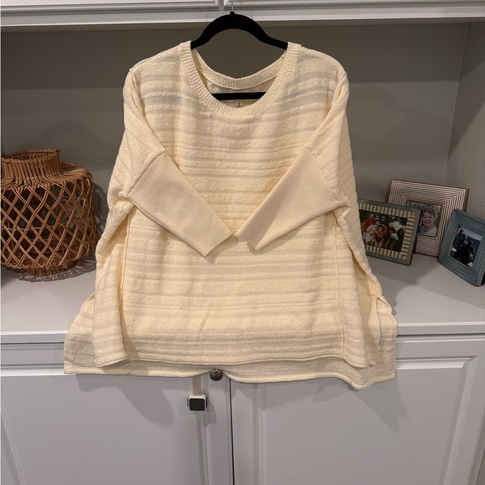 Pilcro Cream Crew Neck Sweater